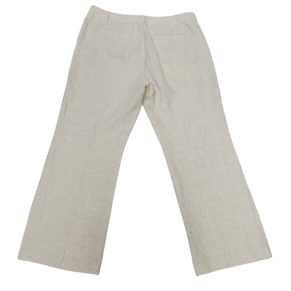 Talbots Windsor Curvy Wide Leg Linen Pants Women Trousers Size 16 Neutral Tan - Picture 4 of 13